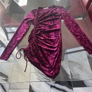 VALENTINES DAY Velvet Ruched Live To Be Spoiled Burgundy Mini Cocktail Dress